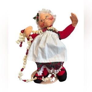 Vintage Annalee Mrs Santa Claus Hanging Popcorn Doll Figure Christmas 1996 Tag